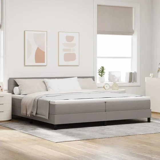 vidaXL Boxspring Seng med LED Gråbrun 200x200 cm Stof