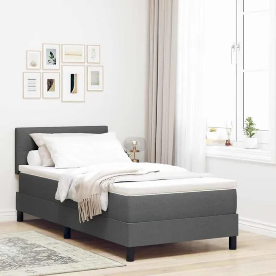 vidaXL Box spring seng med LED, mørkegrå, 90 x 190 cm