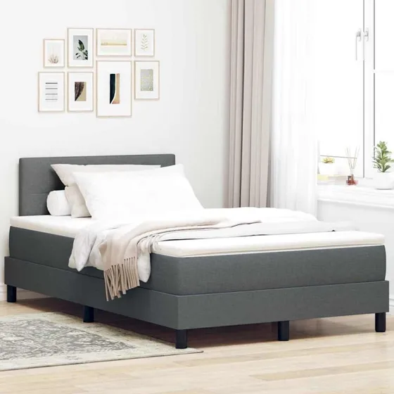 vidaXL Boxspring Seng med LED-Madras, Mørkegrå, 120 x 200 cm