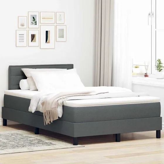 vidaXL Box spring seng med LED, mørkegrå, 120 x 190 cm