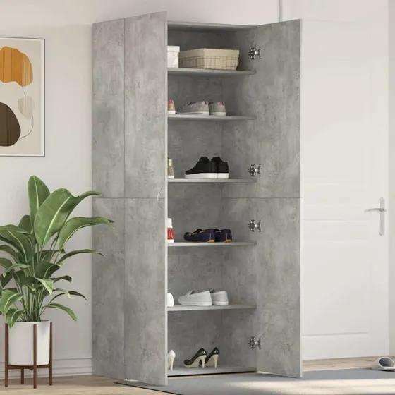 vidaXL Sko Skab Grå 80 x 35,5 x 180 cm Konstrueret Træ