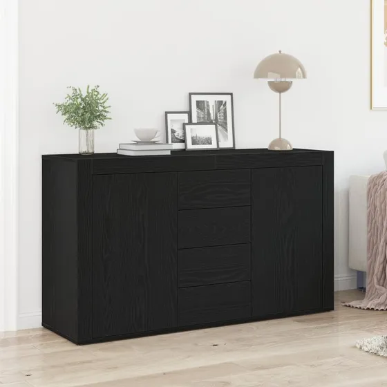 vidaXL Sideboard med skuffe, Sort eg, 120 x 36 x 69 cm
