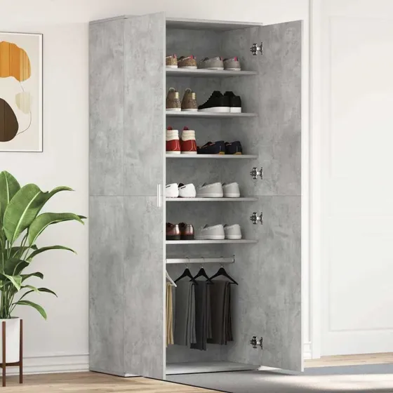 vidaXL Sko Skab Grå 80x39x178 cm Konstrueret Træ
