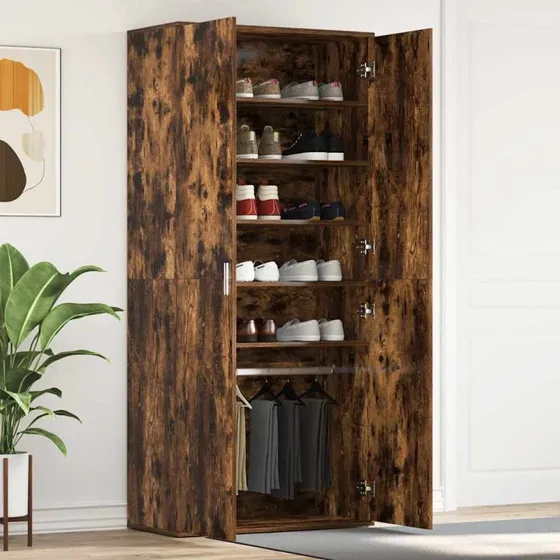vidaXL Sko Skab Røget Eg 80 x 39 x 178 cm Konstrueret Træ