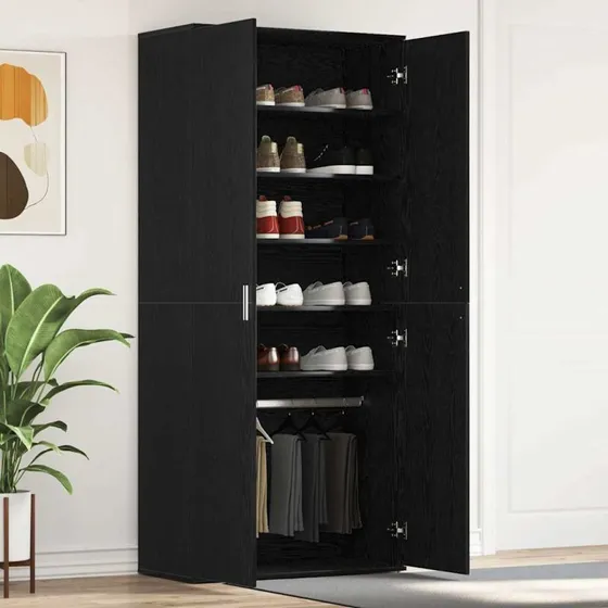 vidaXL Sko Skab Sort 80x39x178 cm Konstrueret Træ