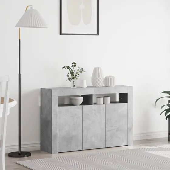 vidaXL Sideboard Betongrå 116x30x75 cm Konstrueret Træ