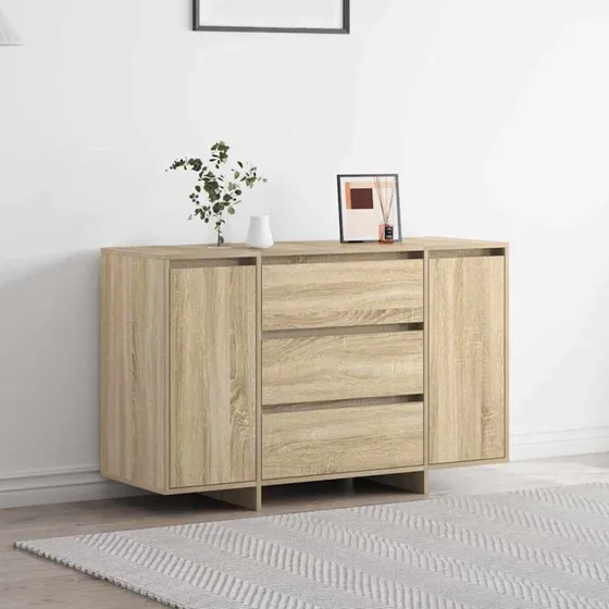 vidaXL Sideboard med skuffe Sonoma-eg 120 x 41 x 75 cm, konstrueret træ