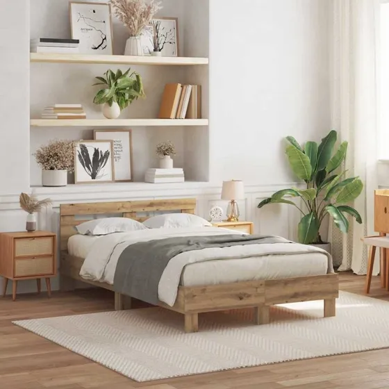 vidaXL Sengestel Artisan Eg 135 x 190 cm Konstrueret Træ