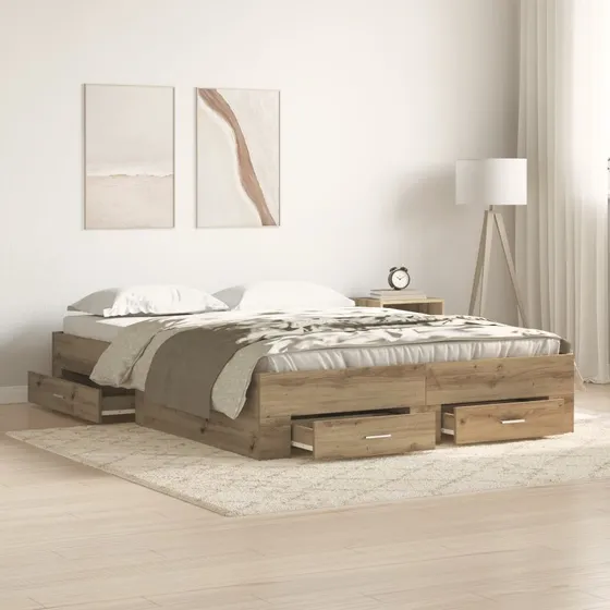 Artisan Eg 160x200 cm Sengestel med Skuffer i Træ