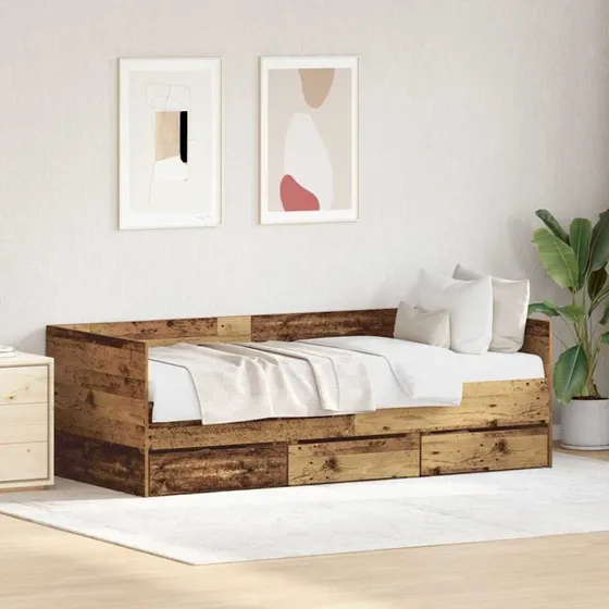 vidaXL Daybed med hovedgærde, gammelt træ, 90 x 200 cm