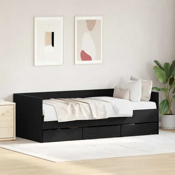 vidaXL Daybed med hovedgærde, Sort eg, 90 x 200 cm