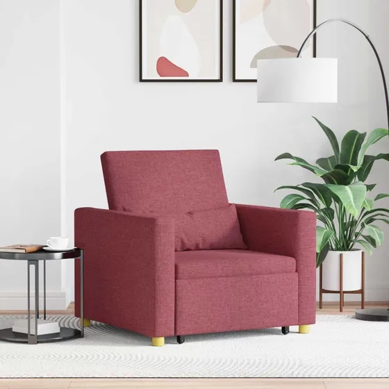 vidaXL Utrækkelig Sovesofa Enkelt Vinrød 90 x 165 x 87 cm