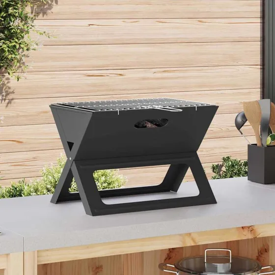 vidaXL Bærbare Udendørs Grill, Sort, 46 x 31 x 31 cm, Stål