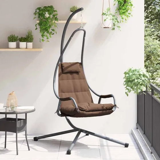 vidaXL Hængende æggestol Brun 94 x 107 x 196,5 cm Stål