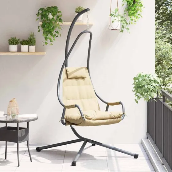 vidaXL Hængende æggestol Beige 94 x 107 x 196,5 cm Stål