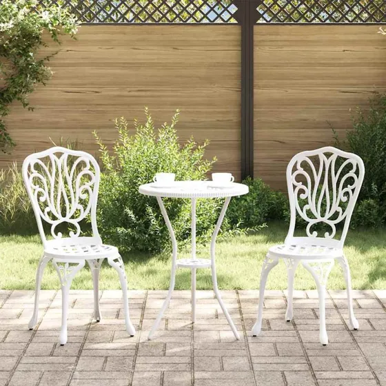 vidaXL Have Bistro Sæt 3 pc Hvid Aluminium