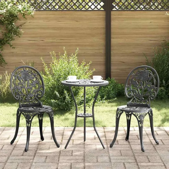 vidaXL Have Bistro Sæt 3 pc Sort Aluminium