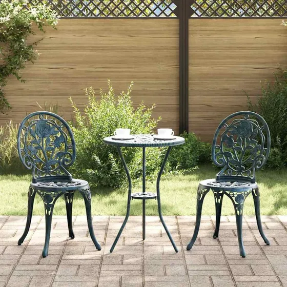 vidaXL Have Bistro Sæt 3 stk Grøn Aluminium
