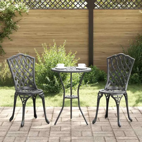 vidaXL Have Bistro Sæt 3 pcs Sort Aluminium