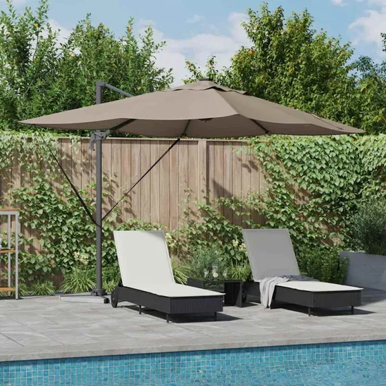 vidaXL Cantilever Roma Parasol Gråbrun 352x251x265 cm