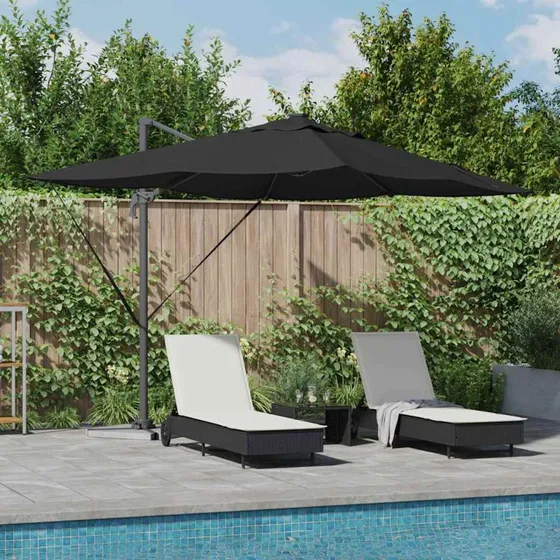 vidaXL Cantilever Roma Parasol Sort 352 x 251 x 265 cm