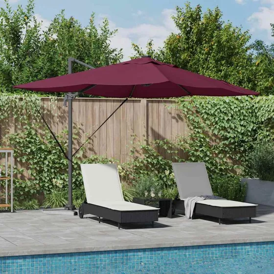 vidaXL Parasol Bordeaux Rød 352x251x265 cm Aluminium & Polyester