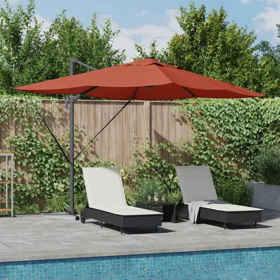 vidaXL Cantilever Roma Parasol 352 x 251 x 265 cm Rød/Sort