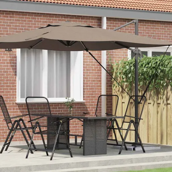 vidaXL Roma Parasol Gråbrun 286x284 cm Aluminium & Polyester