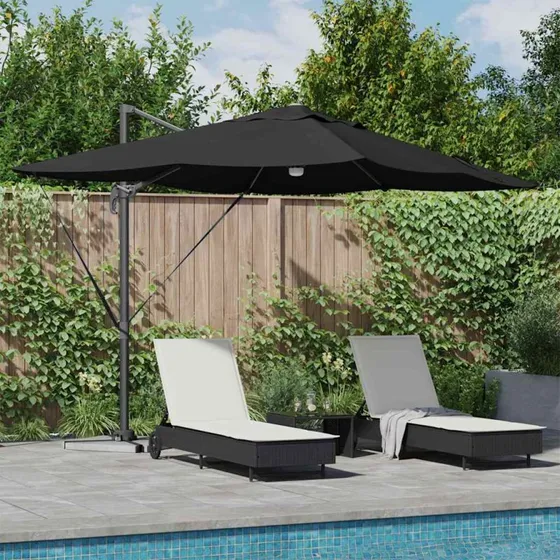 vidaXL Cantilever Roma Parasol Sort 351 x 250 x 253 cm