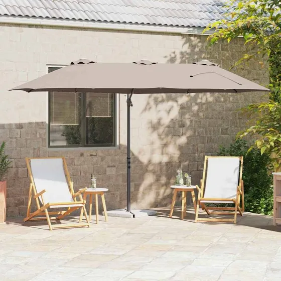 vidaXL Parasol Gråbrun 372 x 198 x 243 cm, Polyester & Aluminium