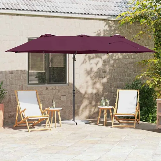 vidaXL Parasol Bordeaux Rød 372x198x243 cm
