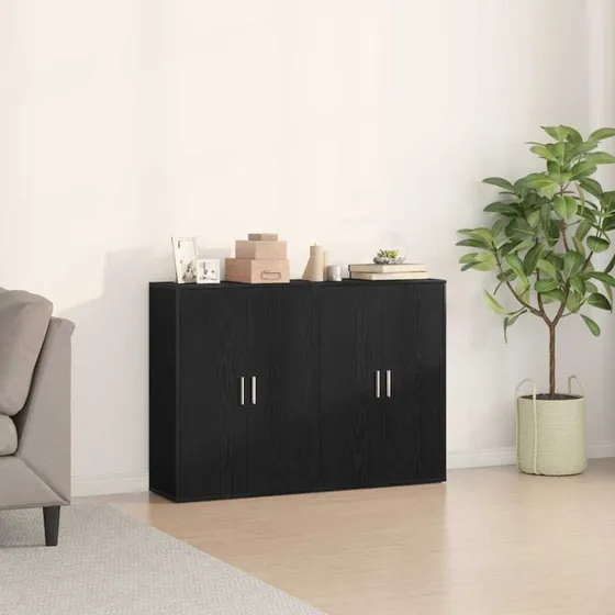 vidaXL Sideboard 2 pc Sort Eg 60 x 31 x 84 cm Konstrueret Træ
