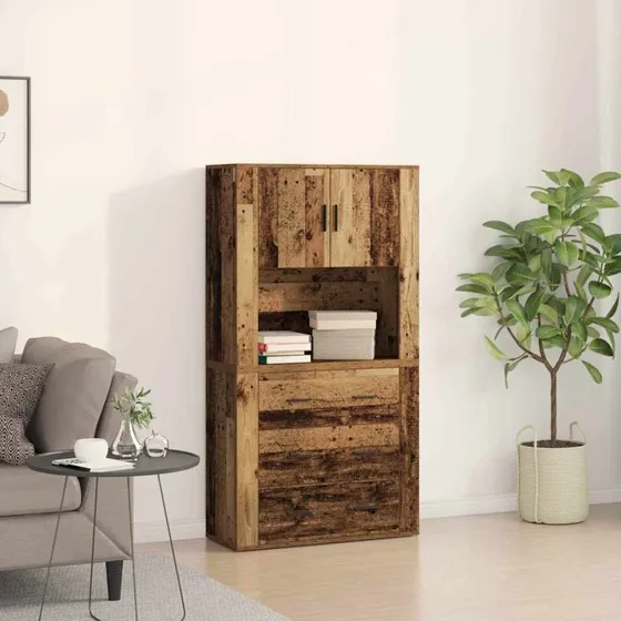 vidaXL Højskab Gammelt Træ 80 x 33 x 150 cm Konstrueret Træ