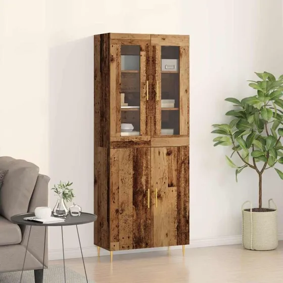 vidaXL Highboard 2 stk Gammelt Træ 69,5 x 34 x 180 cm Konstrueret Træ