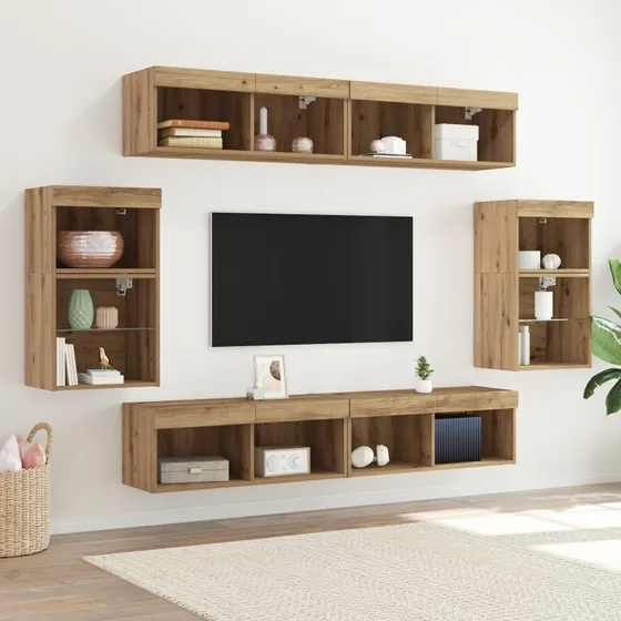 Artisan Eg 8-delers TV-vægunit 40 x 28,5 x 40 cm i brun egetræ