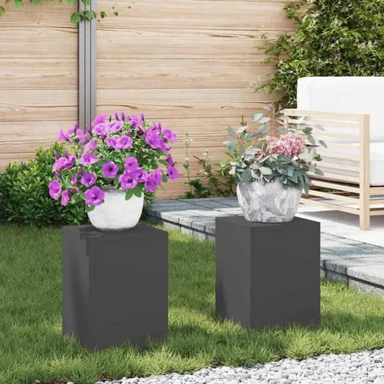 vidaXL Planteholder 2 stk, Sort, 24 x 24 x 35 cm, Stål