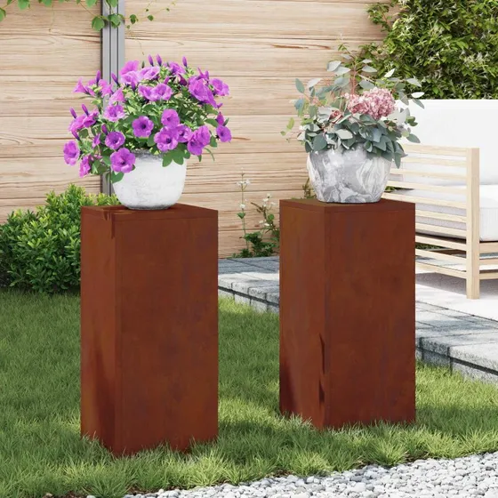 vidaXL Planteholder 2 stk Rusten 24 x 24 x 55 cm Cortenstål