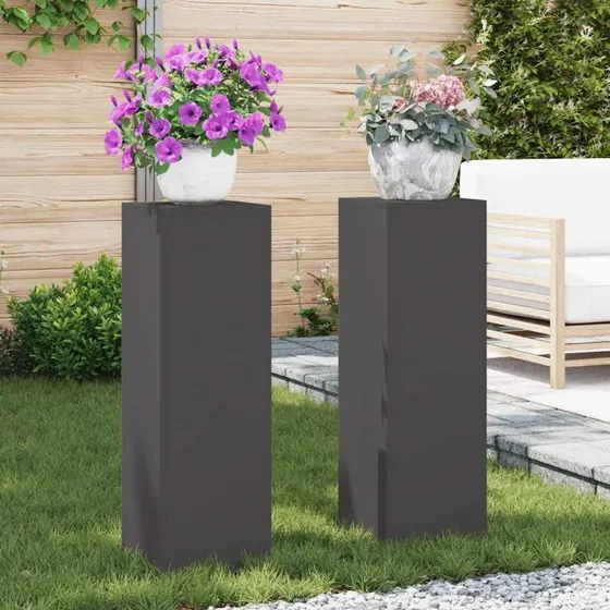 vidaXL Planteholder 2 stk, Sort, 24 x 24 x 75 cm, Stål