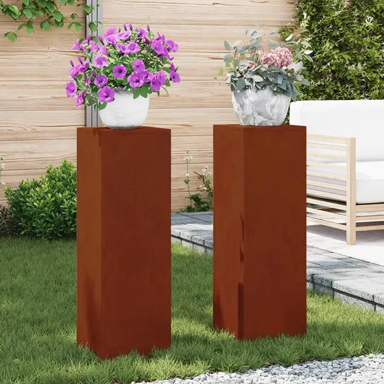 vidaXL Planteholder 2 stk, Rusten 24 x 24 x 75 cm, Cortenstål