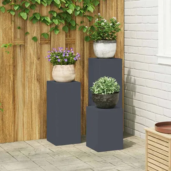 vidaXL Planteholder 3 stk Antracit 24 x 24 x 75 cm Stål