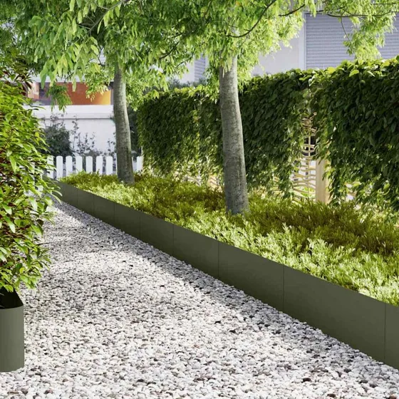 vidaXL Plænekant 10 stk, Olivengrøn, 100 x 0,05 x 30 cm, Koldvalset Stål