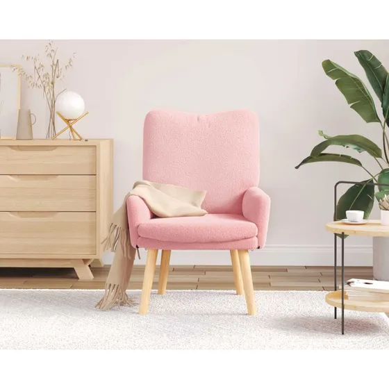 vidaXL Lænestol Lyserød 63 x 67 x 94 cm Uldstof og Krydsfiner