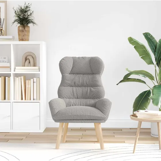 vidaXL Lænestol Lysegrå 69 x 74 x 93 cm med Sherpa-stof