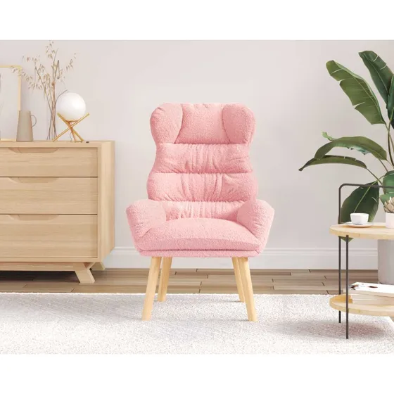 vidaXL Lænestol Lyserød 69 x 74 x 93 cm med Sherpa-stof