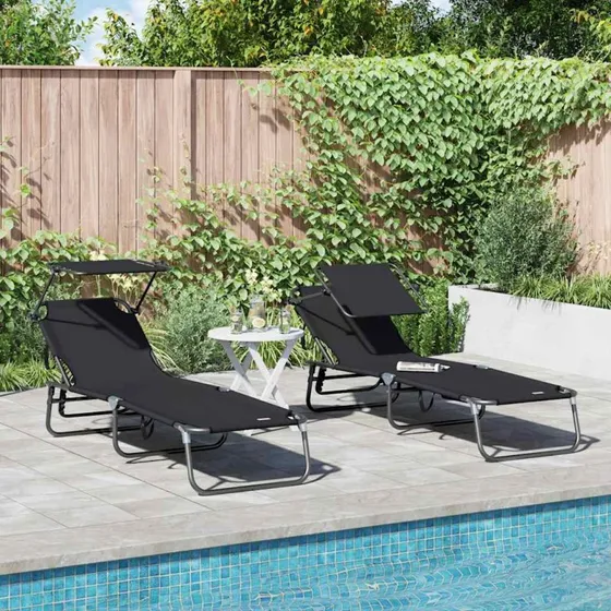 vidaXL Foldestol 2-pers. Sort 190x57x81 cm