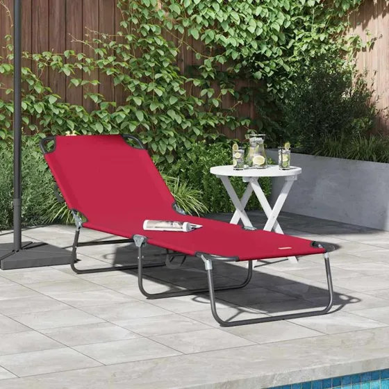 vidaXL Foldestol Rød 188 x 57 x 86,5 cm
