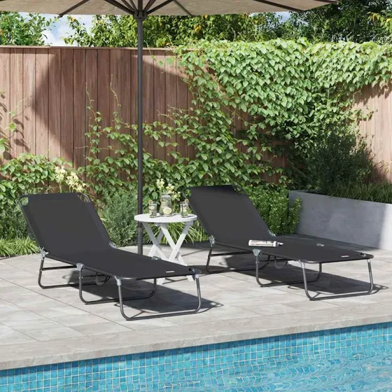 vidaXL Foldestol 2-pers. Sort 188 x 57 x 86,5 cm