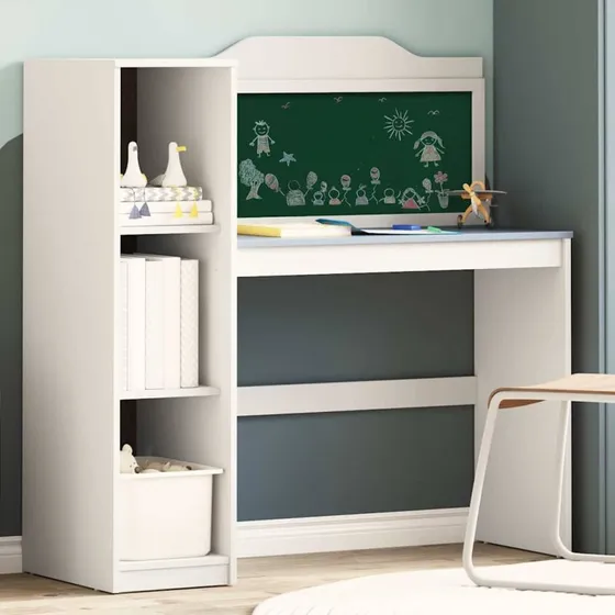 vidaXL ROROS Skrivebord 120x45x118,5 cm Hvid og Grå med Kridttavle