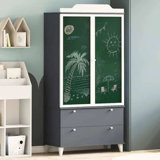 vidaXL Tavle Garderobe 90x45x180 cm Grå/Hvid med Skuffe