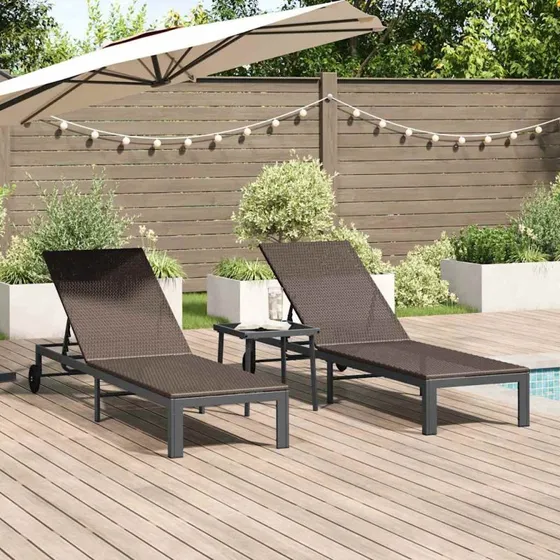 vidaXL Solseng 2-person 3 stk Brun polyrattan